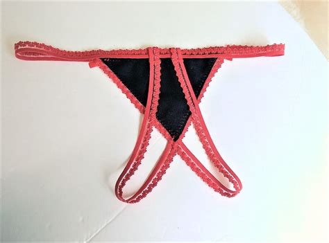 Sexy Leather Open Crotch Rear Erotic Black Red Strings Etsy