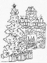 Christmas Tree Coloring Pages Printable Fireplace sketch template