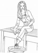 Model Coloring Pages Print Girls sketch template