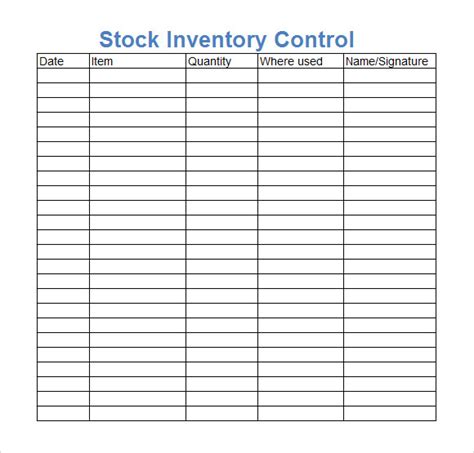 stock inventory control templates  ms word  xls