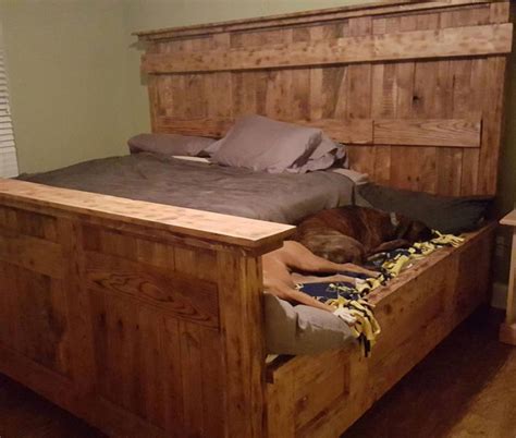 wooden king bed frame leaves extra space   dogs