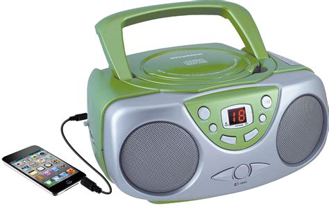 sylvania srcd portable cd player  amfm radio boomboxgreen ebay