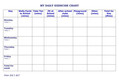 printable exercise chart templates qualads