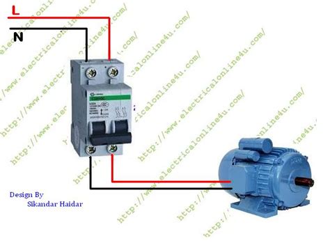 wire single phase motor   pole circuit breaker electrical