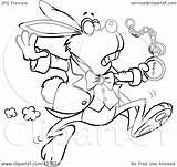 Tardy Pocket Rabbit Looking His Toonaday Royalty Outline Run While Illustration Rf Clip Clipart sketch template