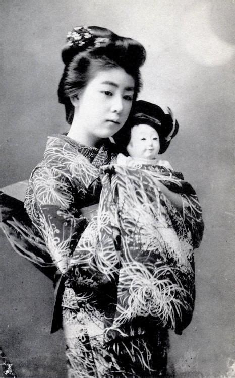 A Beautiful Portrait Of A Young Geisha And Her Doll 1905 Edwardian