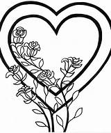 Coloring Pages Heart Hearts Roses Printable Kids Color Sheets Colouring Valentine Flower Cute Adults sketch template