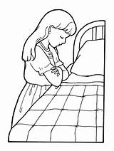 Praying Coloring Girl Child Drawing Pages Jesus Lds Children Primary Prayer Boy Color Bedside Her Clipart Bed Pray Clip Church sketch template