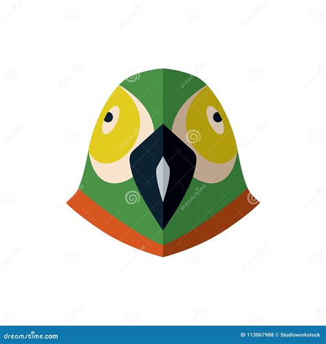 parrot head icon  flat design stock vector illustration  symbol cute