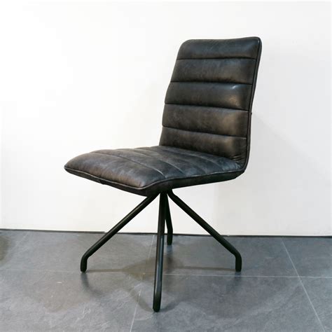 industrial real leather black dining chair hayden range furniture