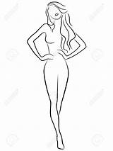 Outline Drawing Slender Person Female Human Clipart Girl Posing Abstract Vector Getdrawings Type sketch template