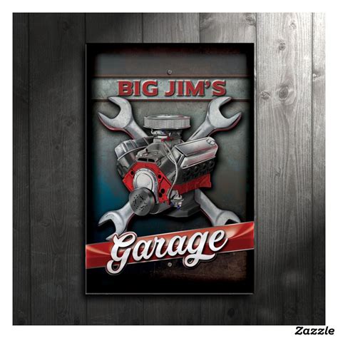 metal sign   garage  wrens  spanners     wooden background