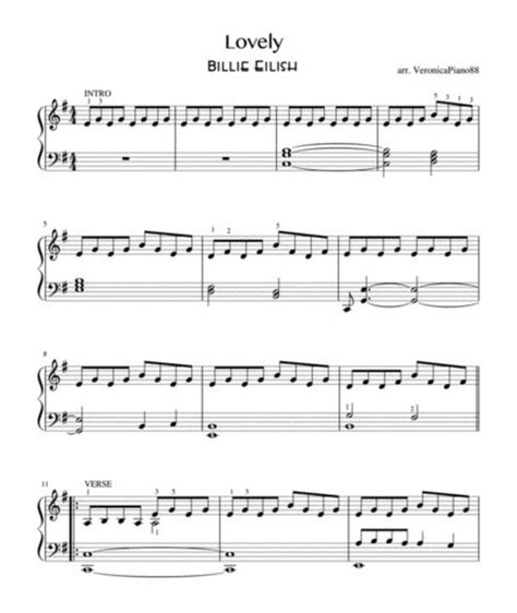 billie eilish lovely sheet  digital sheet  piano sheet