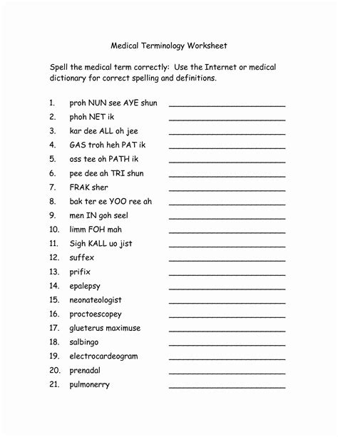 medical terminology abbreviations worksheet  medical terminology