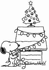 Christmas Coloring Snoopy Pages Charlie Brown Tree Decorating Doghouse Printable sketch template