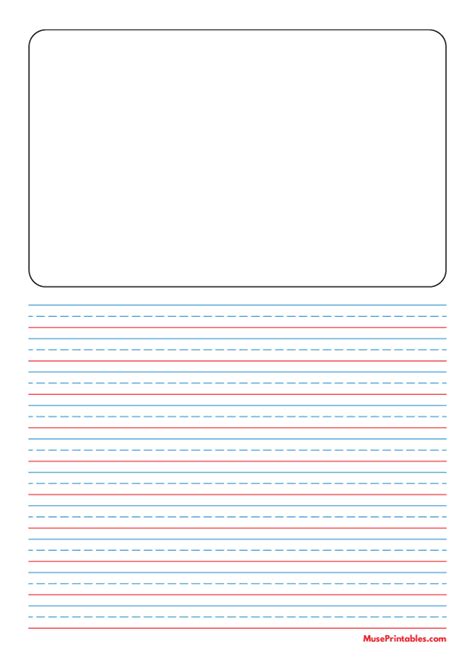 printable blue  red story handwriting paper   portrait