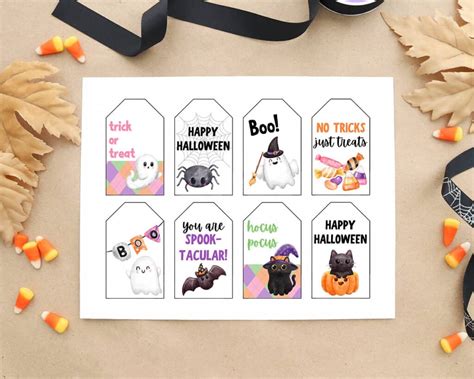 happy halloween printable tags instant  aubree originals