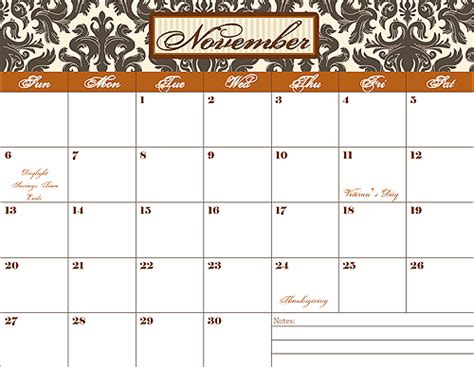 november  calendar printable blooming homestead