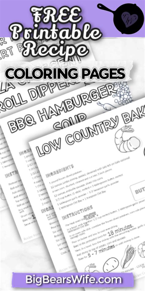 printable recipe coloring pages vol  big bears wife