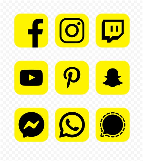 hd social media yellow black square icons png citypng