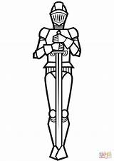 Coloring Knight Sword Standing Drawing Medieval Pages Line Svg Tall Clipart Knights Racer Soldier Printable English Armour Pawn Chess Related sketch template