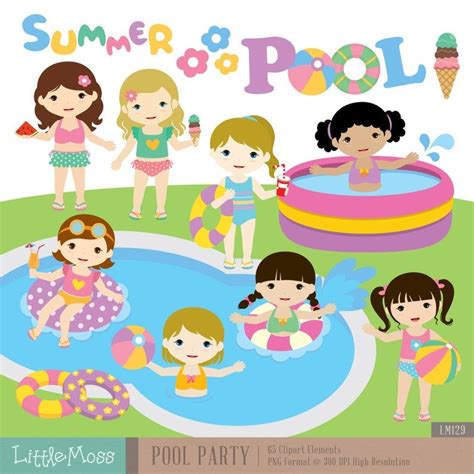 Girls Pool Party Digital Clipart Etsy In 2020 Girls Pool Parties