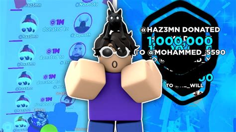 hazem donated 26 million robux to an entire server in pls donate