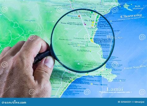 map searching stock image image  hand front magnify