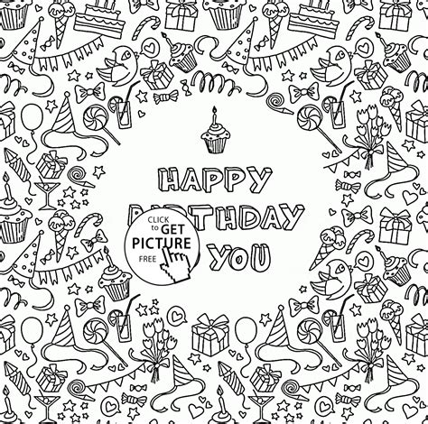 happy birthday   greeting card coloring page  kids holiday