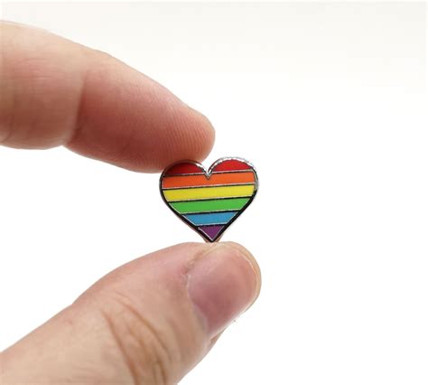 pride tiny heart gay flag enamel pin compoco