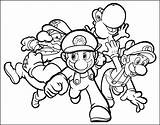 Mario Coloring Bros Luigi Yoshi Wario Kids Pages Simple Characters sketch template
