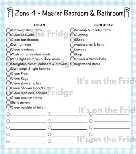 fly lady cleaning schedule printable