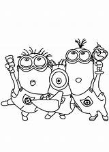 Minions Coloring Minion Pages Coloriage Despicable Drawing Outline Imprimer Partying Birthday Dance Stuart Sing Three Color Print Les Dessin Printable sketch template