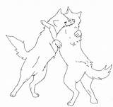 Fighting Wolves Lineart Deviantart Wolfs Line sketch template