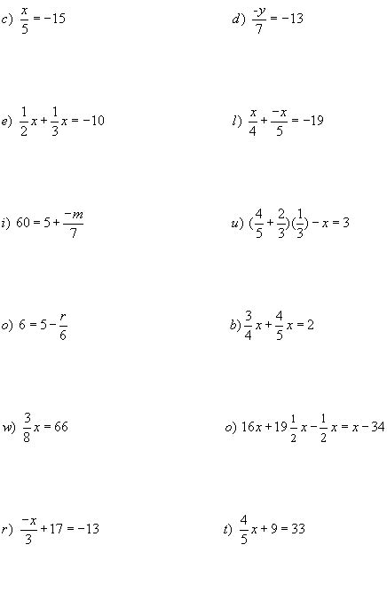 linear equations  fractions maat solving equations