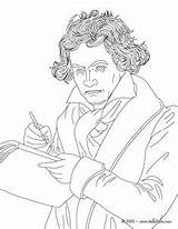 Coloring Beethoven Ludwig Composer Printable Color Van Digital Print sketch template
