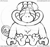Baboon Monkey Cartoon Sitting Clipart Cory Thoman Outlined Coloring Vector Royalty Collc0121 Protected Clipartof sketch template