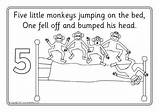 Monkeys Little Bed Jumping Five Colouring Sheets Sparklebox Coloring Monkey Pages Activities Preschool Jump Maths Math Preview sketch template