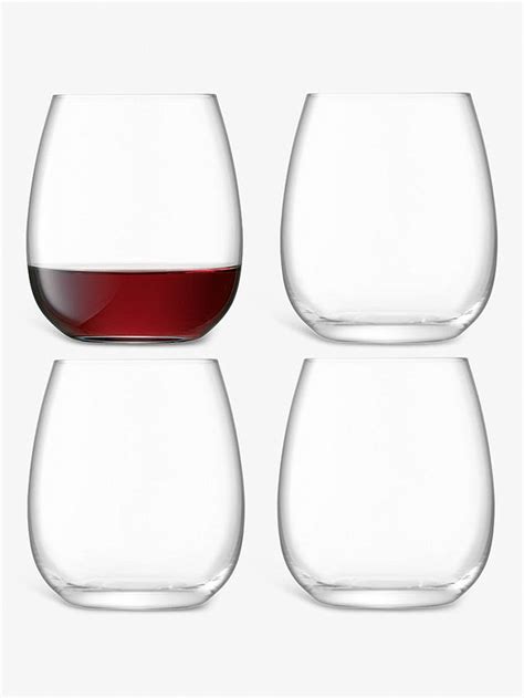 Lsa International Borough Stemless Red Wine Glasses Set Of 4 455ml Clear