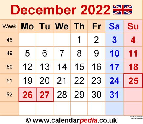 calendar december  uk  excel word   templates