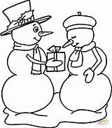 Couple Snowman Coloring Pages Snow Printable Drawing Color Christmas Clipart Supercoloring Categories sketch template