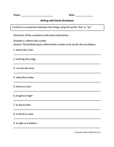 grade figurative language worksheet worksheetocom