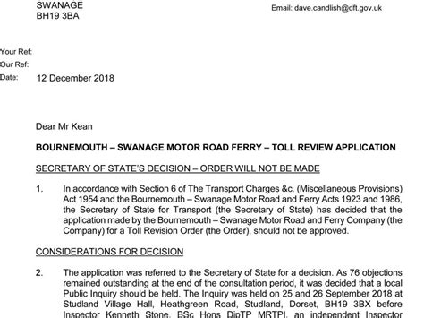ferry decision letter studland parish council
