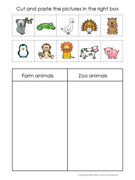 zoo animals worksheet  kindergarten
