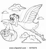 Stork Baby Clipart Outlined Flying Illustration Visekart Royalty Girl Vector sketch template