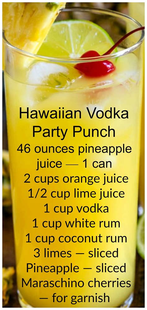 Hawaiian Vodka Party Punch Recipe Alcohol Drink