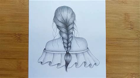 draw  girl  braid hair  plait braid hair drawing