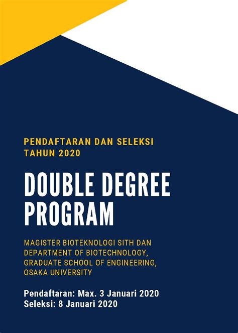 info double degree program  program studi magister bioteknologi  school  life