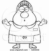 Lunch Lady Cartoon Coloring Chubby Careless Shrugging Illustration Royalty Clipart Cory Thoman Vector Pages Template sketch template