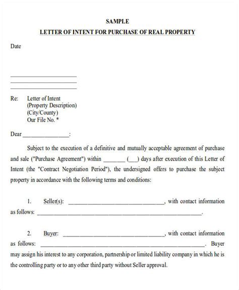 sample letter  intent  ms word